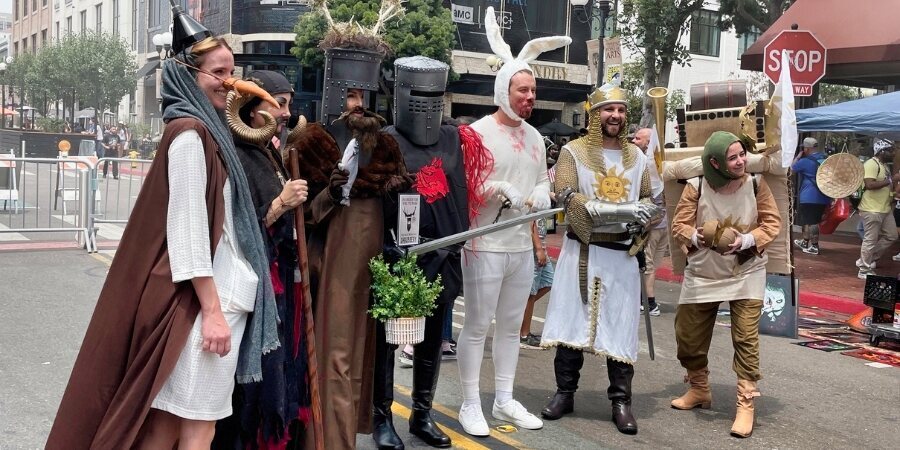 Group of fans dressed up for Comic-Con