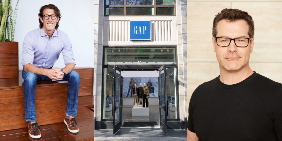 New CEO for Gap on the left, image of Gap storefront in the middle, and new CEO for Athleta on the right