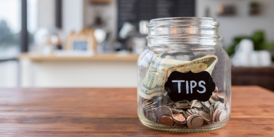 Tip jar on a counter