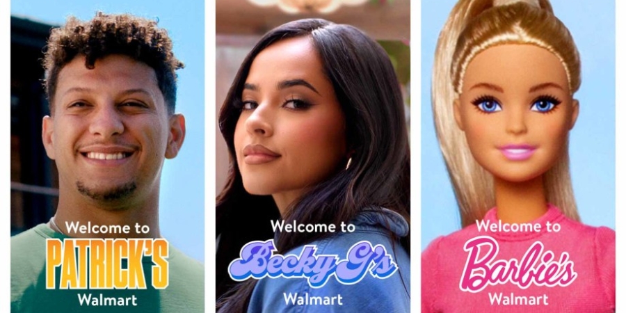 Walmart Celebrity Shopping Carts - featuring Patrick Mahomes, Becky G, and Barbie